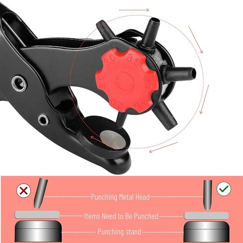 UNCO- مجموعة أدوات ثقب الجلد، مقبض أحمر، أحجام متعددة للثقب، ثقب الحزام للجلد والأحزمة والأشرطة وأطواق الحيوانات الأليفة والأحذية والسروج والقماش والحرف اليدوية، مع مجموعة حلقات معدنية 100 مجموعة in Kuwait