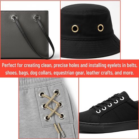 UNCO- مجموعة أدوات ثقب الجلد، مقبض أحمر، أحجام متعددة للثقب، ثقب الحزام للجلد والأحزمة والأشرطة وأطواق الحيوانات الأليفة والأحذية والسروج والقماش والحرف اليدوية، مع مجموعة حلقات معدنية 100 مجموعة in Kuwait