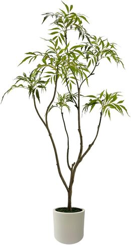 الأشجار المزيفة الاصطناعية Mahonia Fortunei 7ft لأشجار مزيفة للداخلية ، مصانع ماهونيا فورتشناي الكبيرة مع زارع أبيض للديكور المنزلي والهدية المنزلية ، in Kuwait