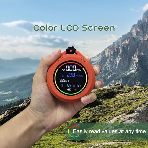 كاشف الأكسجين، جهاز قياس الأكسجين 5 في 1 القابل لإعادة الشحن SQECH يقيس ثاني أكسيد الكربون/O2/درجة الحرارة/الرطوبة/الضغط الجوي، مقياس الأكسجين المحمول مع منبه وإضاءة خلفية ملونة، للمنزل، والتخييم، والمركبات الترفيهية، والسفر in Kuwait