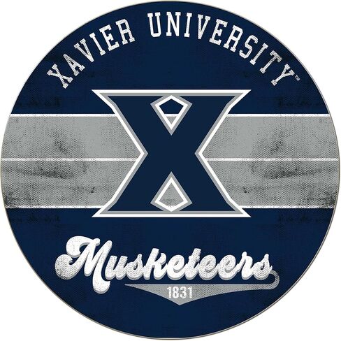 KH Sports Fan Xavier Musketeers Multi-Color Retro Circle Sign, 20x20 Inches, Musketeers Decor for Dorm, Fan Cave, Living Room; Display Your Team Spirit with This Unique Xavier Ohio Musketeers Wall Art in Saudi Arabia