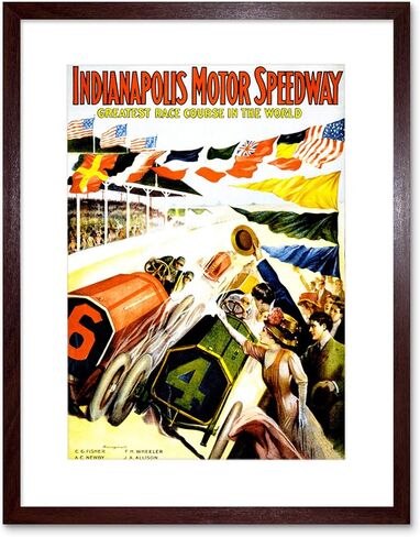 Sport Race Indianapolis Motor Speedway Car Flag Indy 500 Framed Print B12X11273 in Kuwait