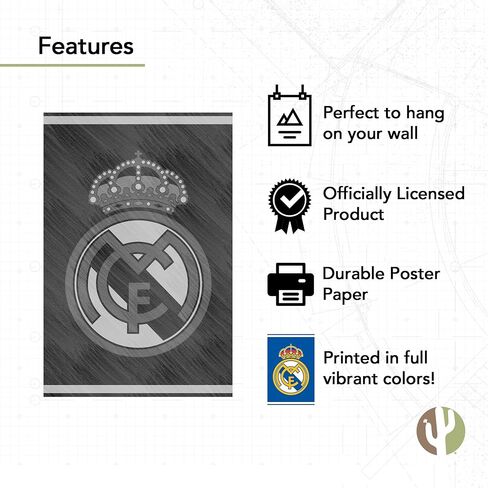 Desert Cactus Real Madrid FC Poster Los Blancos Madridistas Football Soccer 11 x 17 Inch Room Office Décor Decoration Official Fan Gear (11x17 inch,Version E) in Saudi Arabia