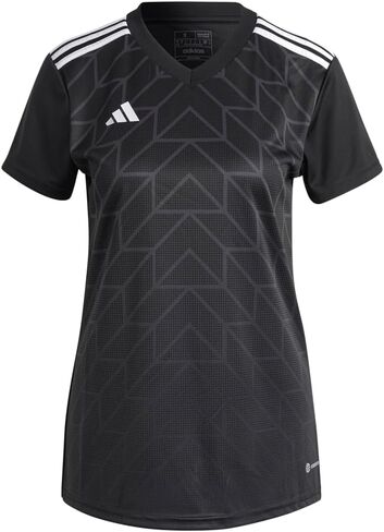 حذاء كرة قدم جيرسي للسيدات من adidas T Icon 23 برقبة على شكل حرف V وأكمام قصيرة - أسود in Saudi Arabia