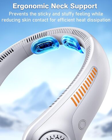 Portable Neck Fan - Rechargeable Personal Fan with Neck Support, 5-Speed Quiet Lightweight Long Lasting Neck Fan, Fathers Day, Mothers Day Gifts, Full Surround Cooling for Travel, Hot Flashes in Saudi Arabia