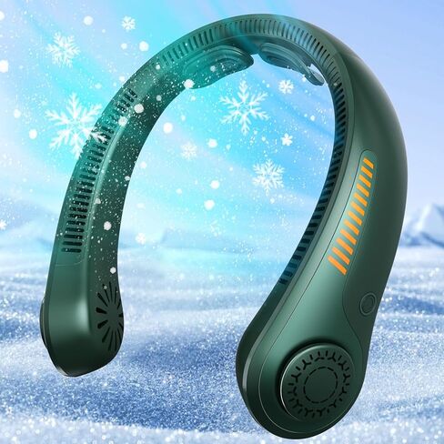 Portable Neck Fan - Rechargeable Personal Fan with Neck Support, 5-Speed Quiet Lightweight Long Lasting Neck Fan, Fathers Day, Mothers Day Gifts, Full Surround Cooling for Travel, Hot Flashes in Saudi Arabia