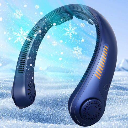 Portable Neck Fan - Rechargeable Personal Fan with Neck Support, 5-Speed Quiet Lightweight Long Lasting Neck Fan, Fathers Day, Mothers Day Gifts, Full Surround Cooling for Travel, Hot Flashes in Saudi Arabia