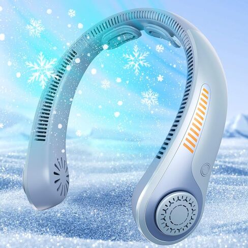 Portable Neck Fan - Rechargeable Personal Fan with Neck Support, 5-Speed Quiet Lightweight Long Lasting Neck Fan, Fathers Day, Mothers Day Gifts, Full Surround Cooling for Travel, Hot Flashes in Saudi Arabia
