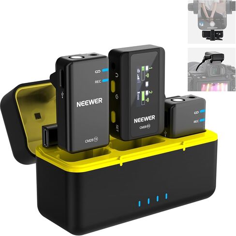 Neewer CM28 Pro Lavalier Lavalier Lapel Microphone نظام شحن 48 كيلو هرتز 16 بت من الضوضاء الصوتية غير مضغوطة إلغاء تخزين 4 جيجابايت 9 ساعات متوافقة مع جهاز كمبيوتر iPhad iPad Android in Kuwait