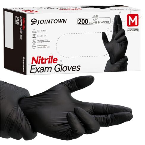 Jointown Nitrile Exam Gloves, 3.5 Mil Medical Black Gloves Disposable Latex Free Powder-Free For Exam, Food Prep Cleaning, Medium Case of 1000, M in Saudi Arabia