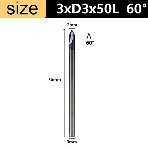 Chamfer End Mill for Caving V Groove Router Bit 60 90 120 Degree 2-12mm Carbide V Bits Engraving Milling Cutter 3 Flutes(3xD3x60deg) in Saudi Arabia