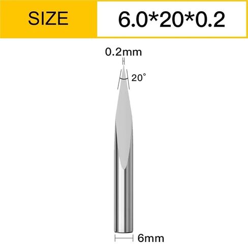 Vsharp 3 Edges 6mm Carbide V-Shape Engraving Bit TriangularMilling Cutter Wood Acrylic PVC Jade Metal CNC Tool Engraving Carving(6x20Deg.x0.2) in Saudi Arabia
