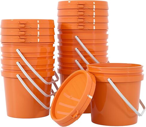 دلاء سعة 0.8 جالون (8 عبوات) مع أغطية - مصنوعة من بلاستيك البولي بروبيلين - دلو متعدد الاستخدامات لتخزين البذور، وعلف الدجاج، وأغذية الحيوانات الأليفة، وصابون الغسيل والتنظيم (أسود، 4/5 جالون) in Kuwait