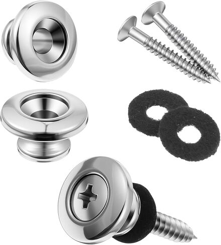 2 PCS Guitar Strap Buttons Locks, Ukulele Strap Buttons Electric Guitars Straps Lock Silver, Electric Guitars Straps Locks, Mushrooms Head Button for Guitar Bass Ukulele in Kuwait