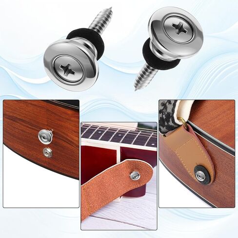 2 PCS Guitar Strap Buttons Locks, Ukulele Strap Buttons Electric Guitars Straps Lock Silver, Electric Guitars Straps Locks, Mushrooms Head Button for Guitar Bass Ukulele in Kuwait