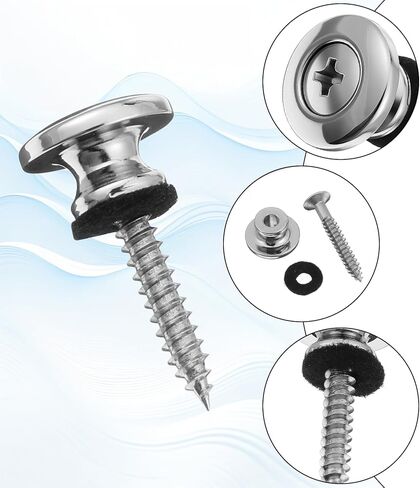 2 PCS Guitar Strap Buttons Locks, Ukulele Strap Buttons Electric Guitars Straps Lock Silver, Electric Guitars Straps Locks, Mushrooms Head Button for Guitar Bass Ukulele in Kuwait