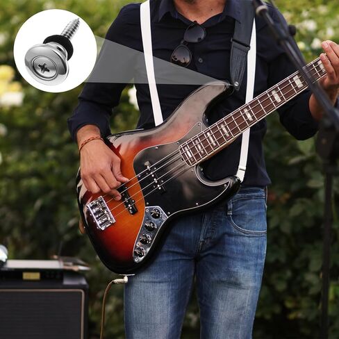 2 PCS Guitar Strap Buttons Locks, Ukulele Strap Buttons Electric Guitars Straps Lock Silver, Electric Guitars Straps Locks, Mushrooms Head Button for Guitar Bass Ukulele in Kuwait