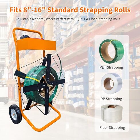 عربة الربط والموزع، عربة ربط متنقلة شديدة التحمل لـ 8 بوصات و16 بوصة من البوليستر الأساسي، أشرطة PET وPP، محطة حامل ملفات التغليف الصناعية مع صينية الأدوات والعجلات in Kuwait