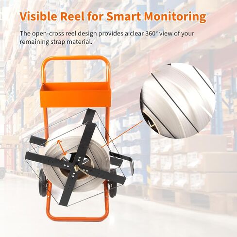 عربة الربط والموزع، عربة ربط متنقلة شديدة التحمل لـ 8 بوصات و16 بوصة من البوليستر الأساسي، أشرطة PET وPP، محطة حامل ملفات التغليف الصناعية مع صينية الأدوات والعجلات in Kuwait