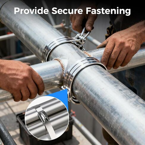 ملف شريط ربط من الفولاذ المقاوم للصدأ 304، عرض 3/4 بوصة، سمك 0.03 بوصة، لفة 100 قدم في علبة بلاستيكية زرقاء بمقبض in Kuwait