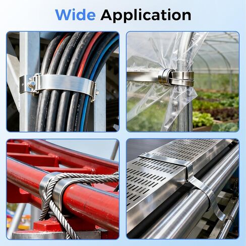 ملف شريط ربط من الفولاذ المقاوم للصدأ 304، عرض 3/4 بوصة، سمك 0.03 بوصة، لفة 100 قدم في علبة بلاستيكية زرقاء بمقبض in Kuwait