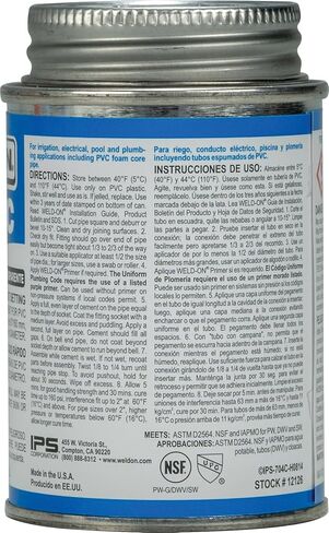 Weld-On 12126 704 من الفئة الصناعية PVC+ أسمنت مذيب عالي القوة متوسط ​​الجسم - سريع الإعداد ومنخفض المركبات العضوية المتطايرة، شفاف، 1/4 باينت (4 أونصة سائلة) in Kuwait