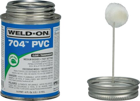 Weld-On 12126 704 من الفئة الصناعية PVC+ أسمنت مذيب عالي القوة متوسط ​​الجسم - سريع الإعداد ومنخفض المركبات العضوية المتطايرة، شفاف، 1/4 باينت (4 أونصة سائلة) in Kuwait