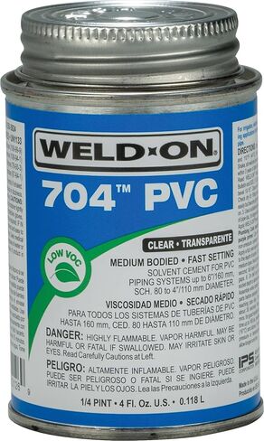 Weld-On 12126 704 من الفئة الصناعية PVC+ أسمنت مذيب عالي القوة متوسط ​​الجسم - سريع الإعداد ومنخفض المركبات العضوية المتطايرة، شفاف، 1/4 باينت (4 أونصة سائلة) in Kuwait
