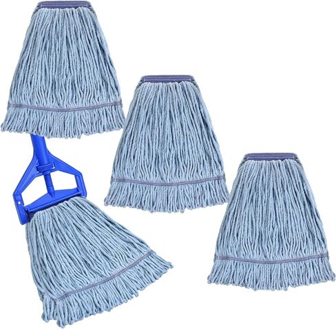 6 حزمة MOP HEAD استبدال تجاري للقطن الثقيل الأزرق MOP Heads استبدال القابلة لإعادة الاستخدام حلقة نهاية end end mop إعادة ملء للاستخدام السكني الصناعي in Saudi Arabia