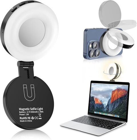 ضوء صورة شخصية ، ضوء صورة شخصية لجهاز iPhone ، ضوء حلقة الهاتف المحمولة لتسجيل الفيديو ، 4 أوضاع معدلة ، ملء قابلة لإعادة الشحن لصور شخصية ، التصوير الفوتوغرافي ، المكياج ، مدونة ، tiktok ، الفيديو （الأسود） in Kuwait