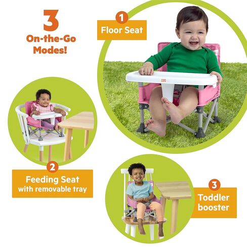 Bright Starts Disney Stitch Pop 'N Sit Portable Booster, Indoor/Outdoor Use, Floor Seat with Feeding Tray, Blue, 6 Mos - 3 Yrs in Saudi Arabia