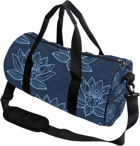 Navy Blue Lotus Easy Clean Workout Bag For Men Women Oxford Tote Bags Adjustable Shoulder Strap, Convertible Carry Backpack Vintage Gym Bag For Sport Hiking Gym Backpack Women in Kuwait