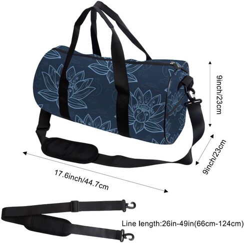 Navy Blue Lotus Easy Clean Workout Bag For Men Women Oxford Tote Bags Adjustable Shoulder Strap, Convertible Carry Backpack Vintage Gym Bag For Sport Hiking Gym Backpack Women in Kuwait