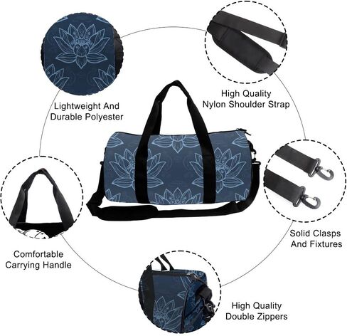 Navy Blue Lotus Easy Clean Workout Bag For Men Women Oxford Tote Bags Adjustable Shoulder Strap, Convertible Carry Backpack Vintage Gym Bag For Sport Hiking Gym Backpack Women in Kuwait