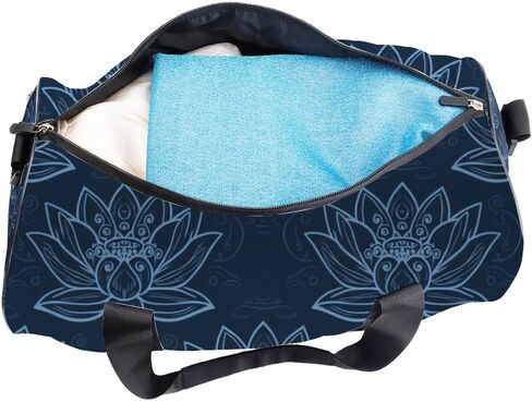 Navy Blue Lotus Easy Clean Workout Bag For Men Women Oxford Tote Bags Adjustable Shoulder Strap, Convertible Carry Backpack Vintage Gym Bag For Sport Hiking Gym Backpack Women in Kuwait