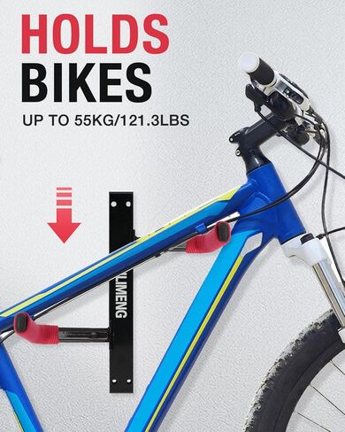 حامل دراجة مثبت على الحائط - تخزين أفقي داخلي للدراجات بأذرع مرنة - يحمل دراجة واحدة - شماعة آمنة ومأمونة للطرق والجبال والحصى والهجين - للمرآب والشقق والسقيفة in Kuwait