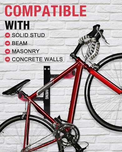 حامل دراجة مثبت على الحائط - تخزين أفقي داخلي للدراجات بأذرع مرنة - يحمل دراجة واحدة - شماعة آمنة ومأمونة للطرق والجبال والحصى والهجين - للمرآب والشقق والسقيفة in Kuwait