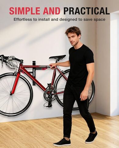 حامل دراجة مثبت على الحائط - تخزين أفقي داخلي للدراجات بأذرع مرنة - يحمل دراجة واحدة - شماعة آمنة ومأمونة للطرق والجبال والحصى والهجين - للمرآب والشقق والسقيفة in Kuwait