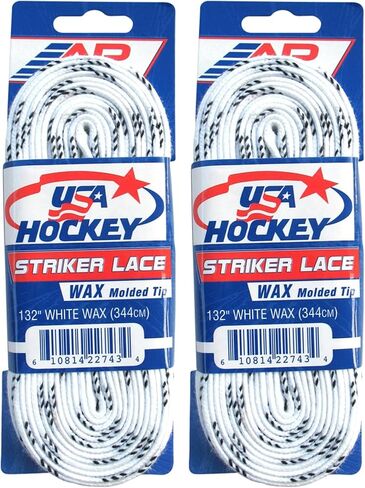 A&R Sports Striker Ice Hockey Skate Laces, 2 Pair Pack - White, Waxed (132") in Saudi Arabia