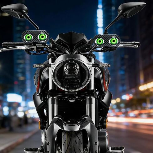 LED Dynamic Demon Eyes Bike Tail Light, 2026 Upgraded No APP Waterproof Type-C Smart 3D Lens Bicycle Tail Light with 20 Models Remote Control, LED Devil Eyes TailLight for Cycling, Motorcycle in Kuwait
