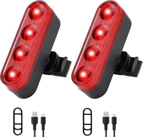 USB-C Rechargeable Bike Tail Light for Night Riding 2 Pack Bicycle Rear Lights Front and Back Cycling Bright Safety Flashlight Accessories 4 Modes for Adults Kids Men Women Road Mountain in Saudi Arabia