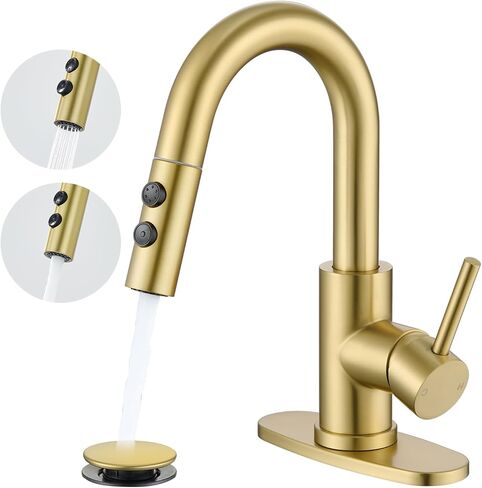 صنبور حمام أسود مع بخاخ سحب للأسفل، صنبور حمام بفتحة واحدة مع تصريف منبثق وخراطيم مرنة، صنبور حوض بمقبض واحد للزينة، المزرعة الحديثة، الغرور، الحمام in Kuwait