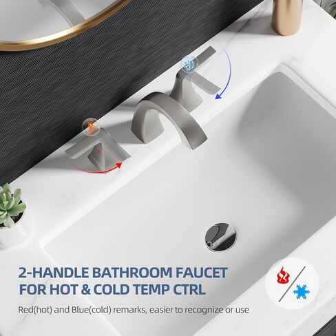 صنبور حمام من النيكل المصقول من VXV واسع الانتشار مقاس 8 بوصات، صنبور حوض ذو 3 فتحات مع تصريف منبثق وخطوط إمداد مرفقة مسبقًا لسهولة التركيب بنفسك، صنبور لحوض الحمام، RV in Kuwait