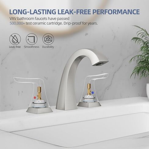 صنبور حمام من النيكل المصقول من VXV واسع الانتشار مقاس 8 بوصات، صنبور حوض ذو 3 فتحات مع تصريف منبثق وخطوط إمداد مرفقة مسبقًا لسهولة التركيب بنفسك، صنبور لحوض الحمام، RV in Kuwait