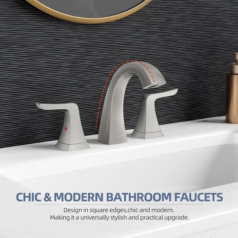 صنبور حمام من النيكل المصقول من VXV واسع الانتشار مقاس 8 بوصات، صنبور حوض ذو 3 فتحات مع تصريف منبثق وخطوط إمداد مرفقة مسبقًا لسهولة التركيب بنفسك، صنبور لحوض الحمام، RV in Kuwait