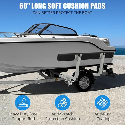 60" Boat Trailer Guide, 2PCS Rustproof Steel Trailer Guide ons, Trailer Guides with Carpet-Padded Boards, Mounting Parts Included, for Ski Boat, Fishing Boat, Sailboat Trailer in Kuwait