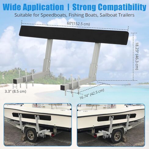 60" Boat Trailer Guide, 2PCS Rustproof Steel Trailer Guide ons, Trailer Guides with Carpet-Padded Boards, Mounting Parts Included, for Ski Boat, Fishing Boat, Sailboat Trailer in Kuwait