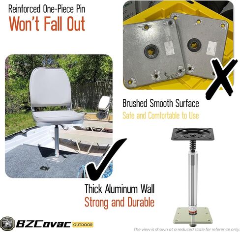 Boat Seat Pedestal Base Mount Kit for Fishing Boats - Includes 11" Boat Seat Pin Post, 7" x 7" Base Pedestal Plate & Mount in Saudi Arabia