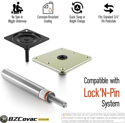 Boat Seat Pedestal Base Mount Kit for Fishing Boats - Includes 11" Boat Seat Pin Post, 7" x 7" Base Pedestal Plate & Mount in Saudi Arabia