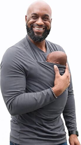 Lalabu قميص أبي | حاملة طفل خالية من اليدين لأبي مع Kangaroo Bace | تم تصميمه للترابط والسلامة والراحة للحديدين الجدد يصل إلى 15 رطلاً. | وافق CPSC in Kuwait